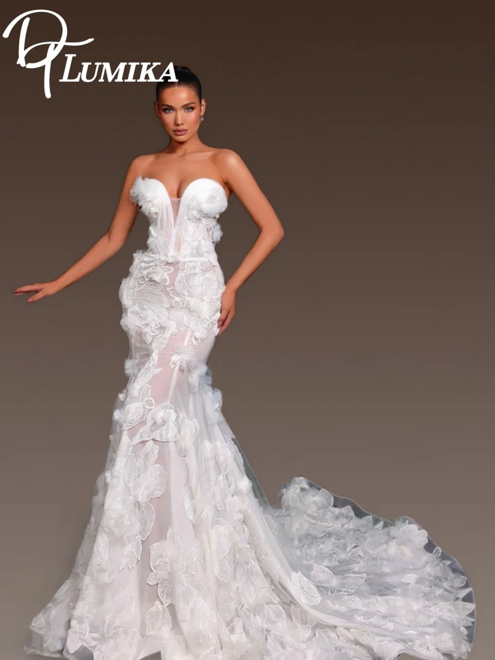 클래식 스윗하트 웨딩 드레스 우아한 인어 신부 가운 매력적인 레이스 아플리케 바닥 길이 맞춤형