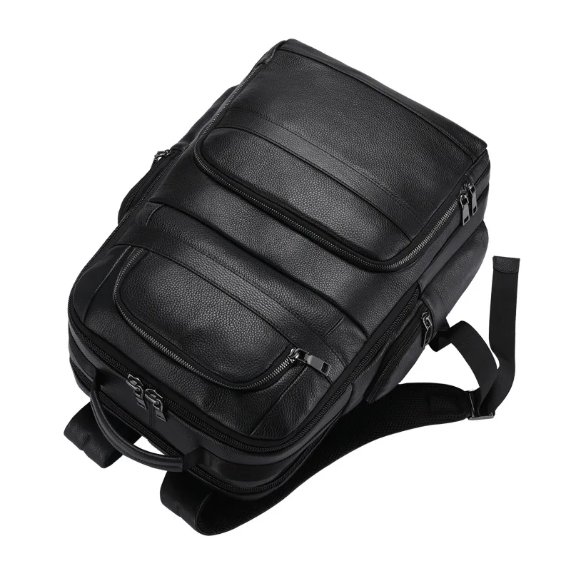 Imagem -02 - Mochila de Pele de Vaca Natural Masculina Mochila de Grande Capacidade Bolsa de Viagem Grande Bolsa para Laptop 100 Couro Genuíno 156 Polegadas