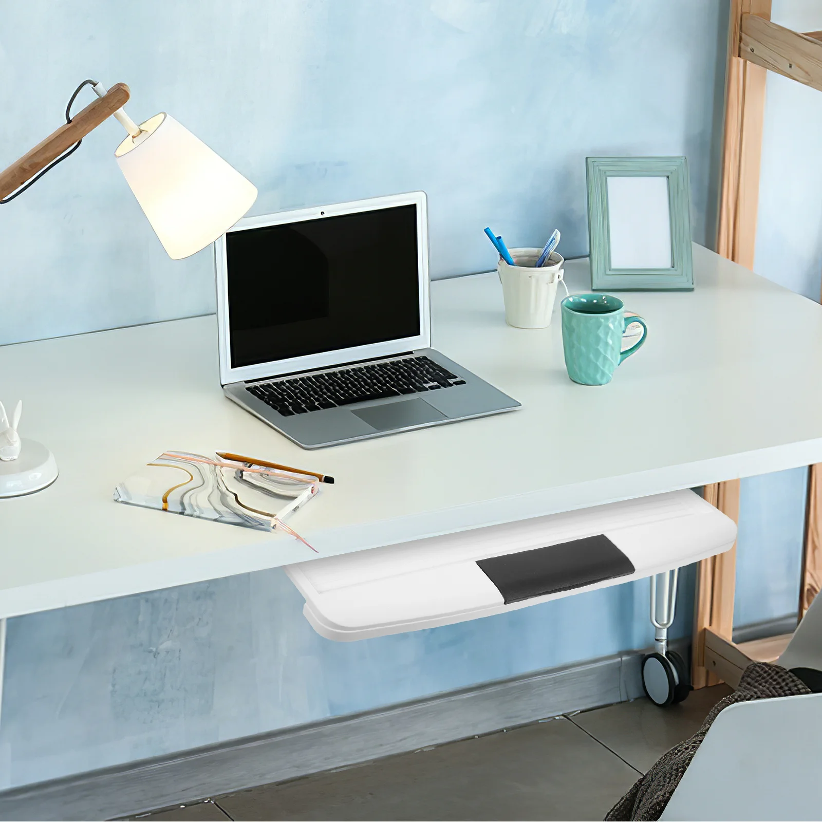 Hidden Under Desk Keyboard Tray Drawer Style Storage Slide Out Organizer for Office Computer Multi Purpose Keyboard Holder Plate