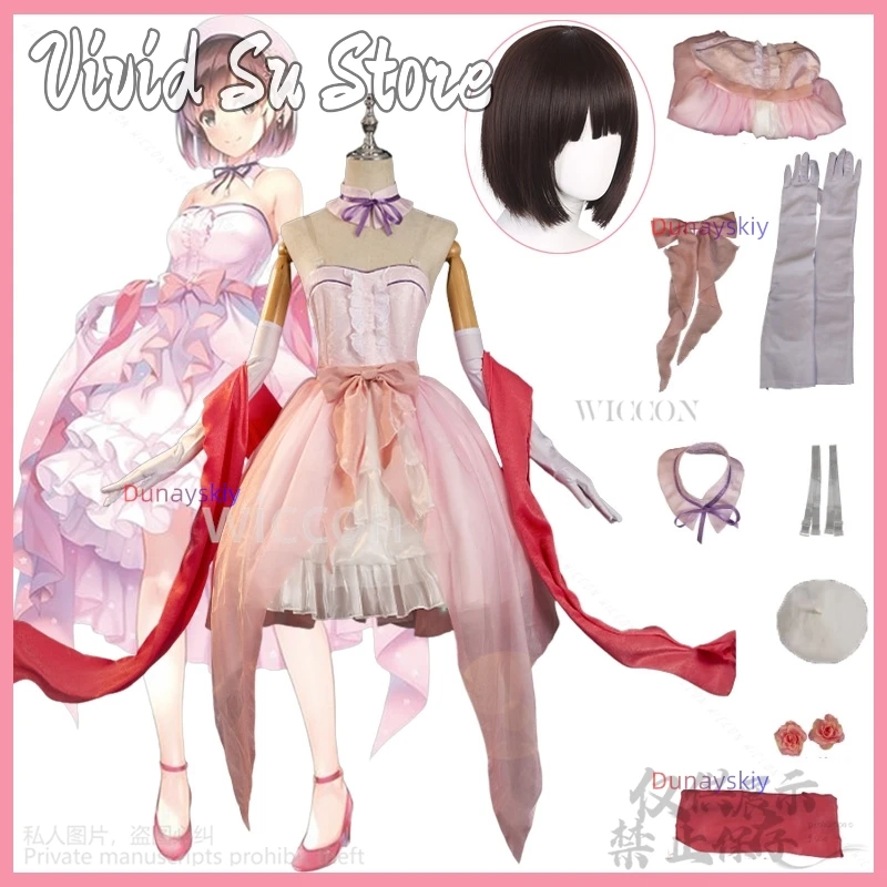 

Anime Saekano: How To Raise A Boring Girlfriend Cosplay Kato Megumi Wig Pink Evening Dress Woman Sexy Carnival Suit Customized