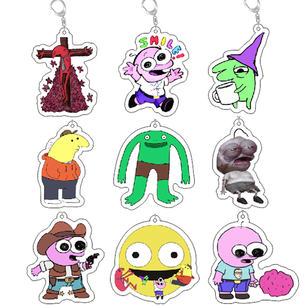 Cute Smiling Keychains For Accessories Anime Bag Pendant Key Chain Ring Jewelry Fans Friends Gifts  School Couple Funny Cartoon