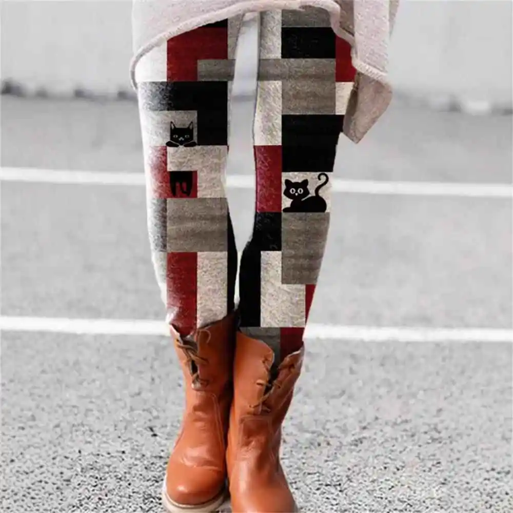 

Women's Slimming Printed Base Pants Elastic Waist Long Trousers Faionable Ladies Bot Polyester Fiber Spring 2025