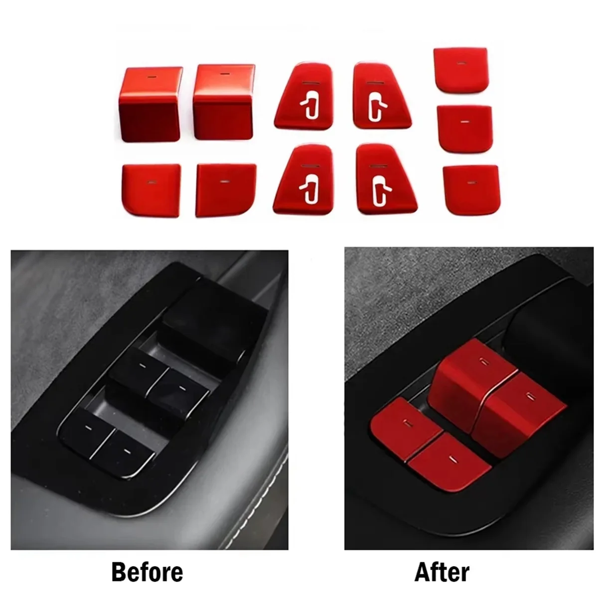 #96S (Red)Glass Lift Button Stickers Window Button Protection Plate Stickers,Automotive Parts & Accessories