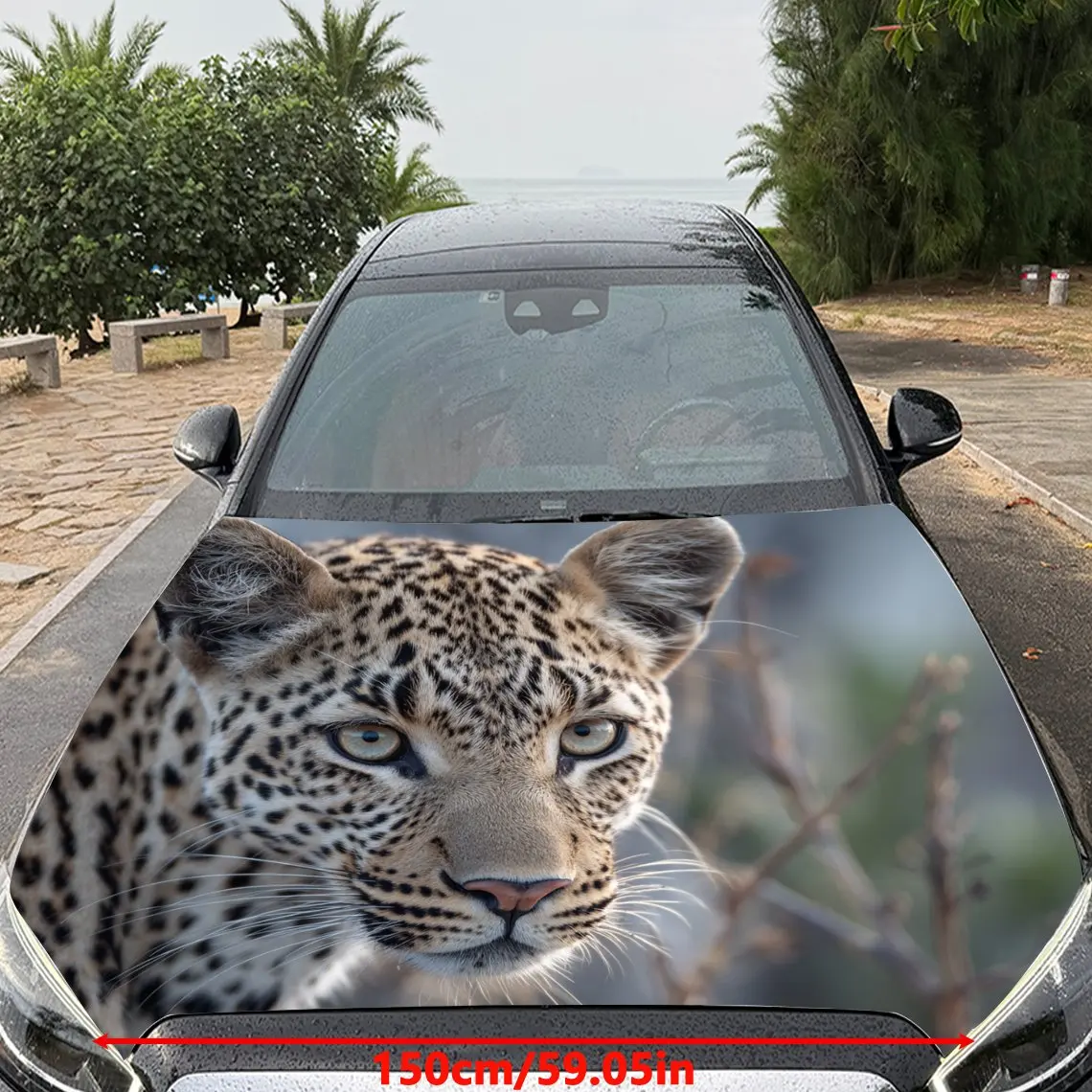 Striking Wild Leopard Eyes Car Hood Sticker,Waterproof Self-Adhesive Vinyl Graphics Decals,Decorative Auto Accessories Stickers