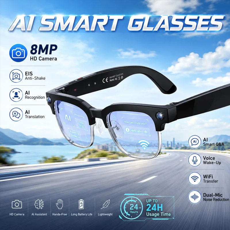W630 HeyCyan AI Voice Wake-Up Intelligent Translation Question-and-Answer Smart Glasses IP66 Waterproof Touch App Control