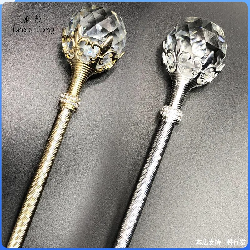 

Crystal Ball Magic Little Girls Wand Scepter King Cane Child Princess Fairy Stage Cetro