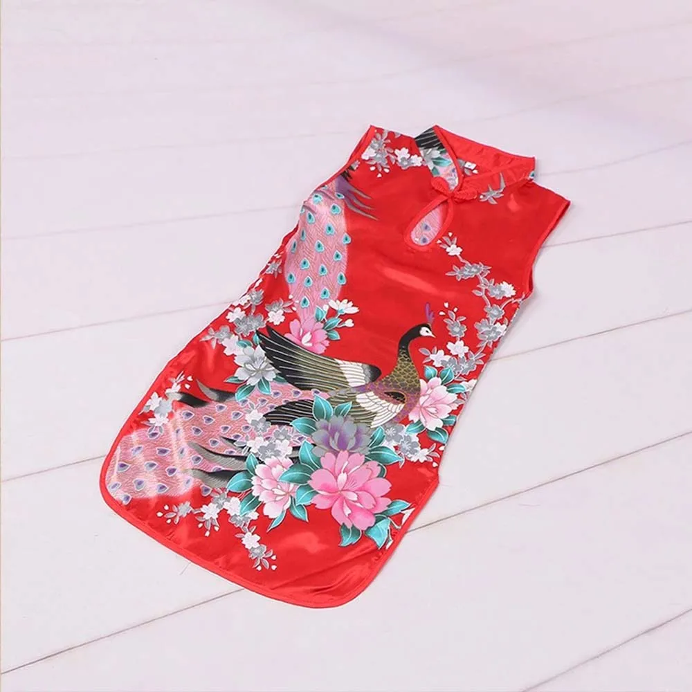 Cute Girls Sleeveless Chinese Style Qipao Traditional Dress Summer Clothes Child Dresses Cheongsam Dress