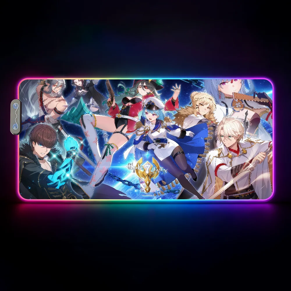 Game E-Epic S-Seven   Mouse Pad Waterproof RGB LED Light Colorful Game Keyboard Non-slip Cover Desk-mat Surface