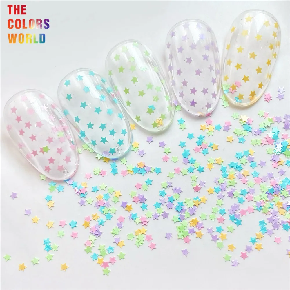 Lentejuelas brillantes de estrella de TCT-915, macarrón Kawaii de 1MM, colores encantadores para arte de uñas, maquillaje, manualidades, vaso DIY,