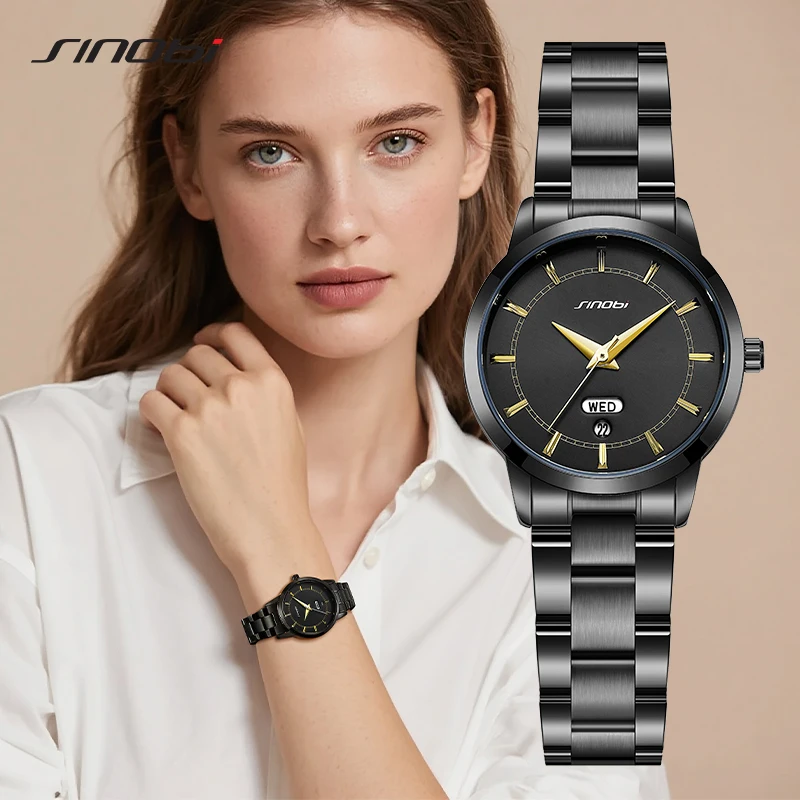 

SINOBI Original Design Ladies Quartz Watches Top Brand Women's Wristwatches Business Womans Best Gifts Stainless Steel Clock