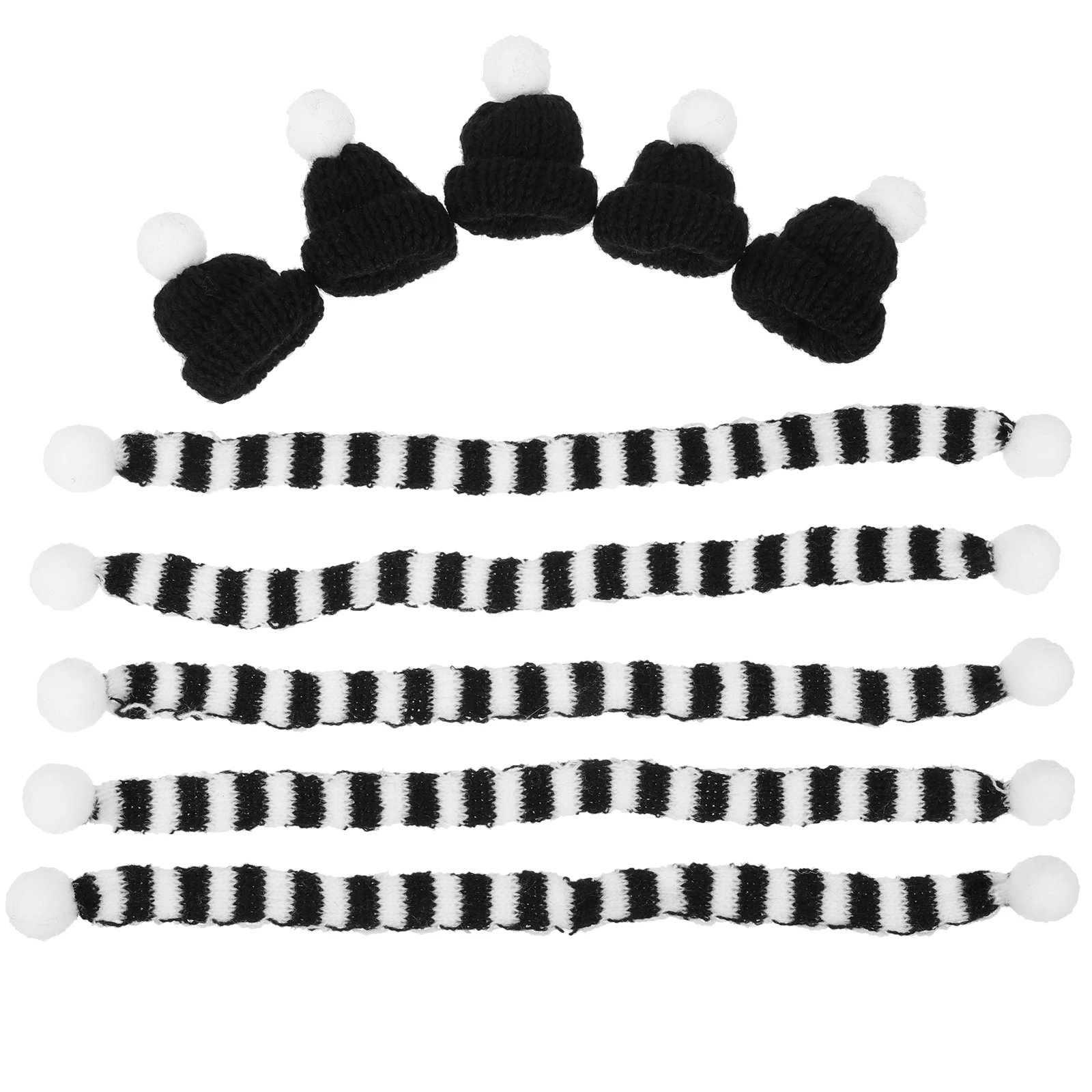 

5 Sets Christmas Ornament Wool Hat Scarf Bottle Scarves Mini Scarfs Delicate Toy Decoration Hats and for Crafts Miss