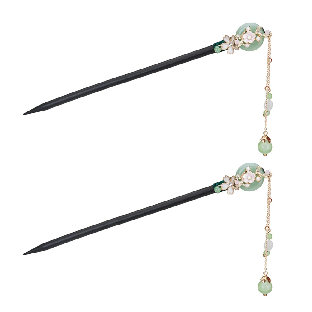 

2pcs Ebony Hairpin Sticks Traditional Chinese Style Hair Accessories Black Wood Hair Stick Chopstick