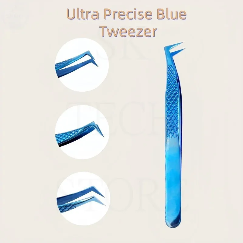 Tweezers Original Premium Eyelash Tweezers Bright Blue Ultra Precise Fine Tip for Volume Eyelashes Extensions Phone Repair Tools