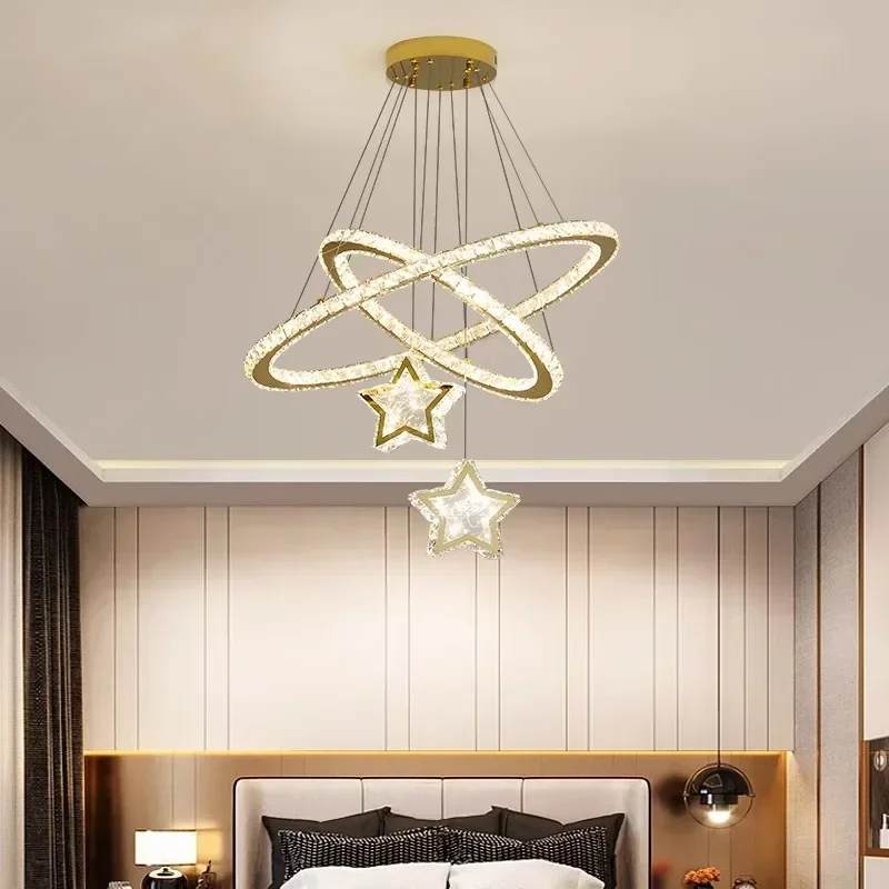 New Product Artistic Starry High Quality Round Ring Chandelier Lighting Indoor Decor Ball Shape Living Room Pendant Light