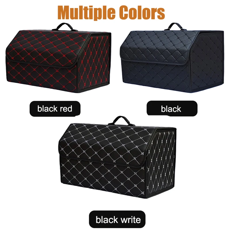 Large Capacity Auto Multiuse Tools Storage Bag Car Trunk Organizer Box Stowing Tidying Leather Folding For Emergency Storage Box image 3