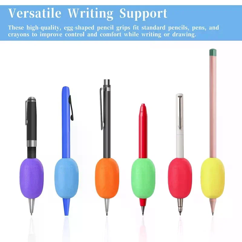 

3/6Pcs Soft Foam Pen Pencil Grips Ergonomic Writing Aid Cushion Holder for Kids Handwriting Drawing Learning Stationery