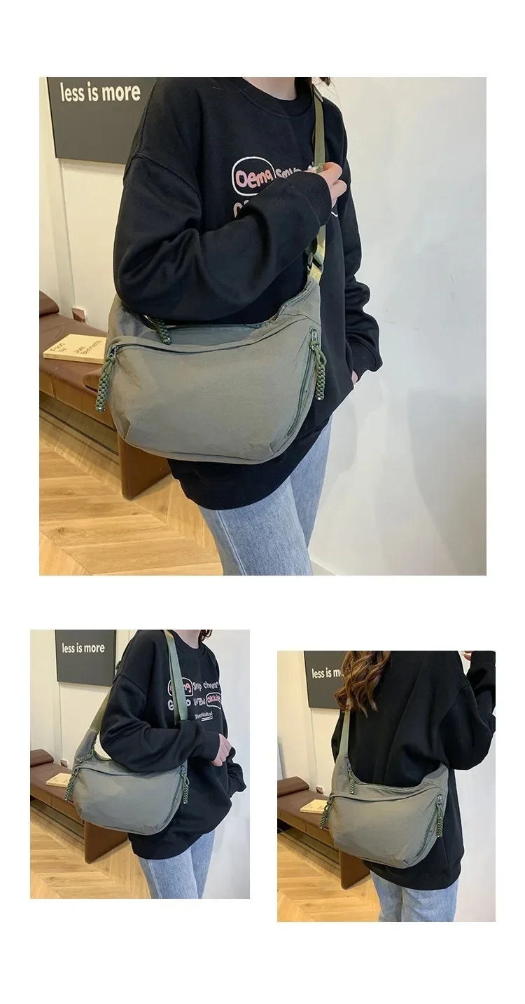 

Leisure Crossbody Hobo Bag with Large Capacity Versatile and Niche Design Nylon Shoulder Bag Student Class Mailman Bag