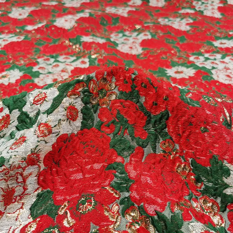 

Luxurious gilded jacquard dress fabric spring and autumn trench coat performance brocade satin fashion