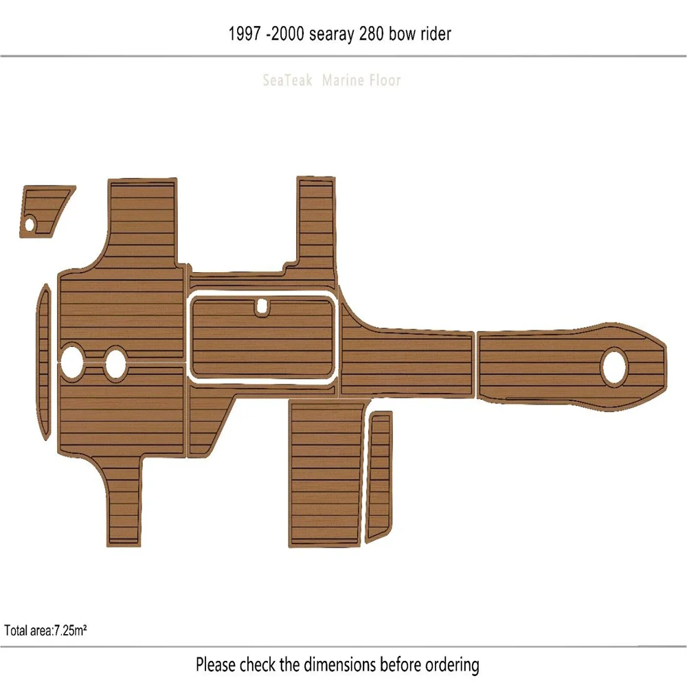 

1997-2000 searay 280 bow rider Cockpit swimming platform 1/4" 6mm EVA Teak mat SeaDek MarineMat Gatorstep Style Self Adhesive