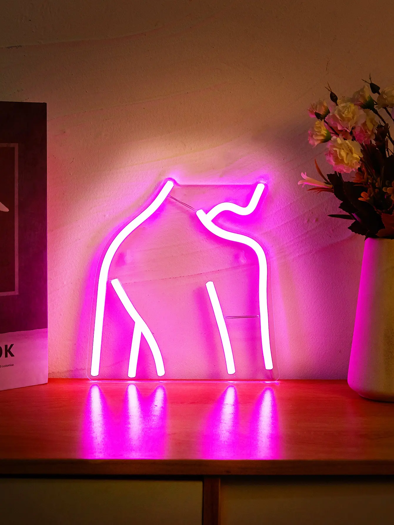 Paquete de 1 Letrero LED de Neón con Silueta de Dama Rosa, Lámpara de Neón de Pared con Alimentación USB, Decoración para Dormitorio de Niñas, Habitación de Mujeres, Despedida de Soltera y Decoración del Hogar para Bodas