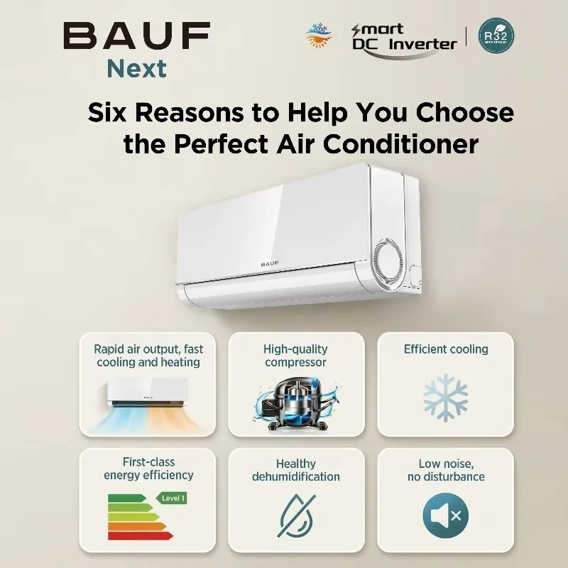 【Hot Item】BAUF 9000 BTU Split AC Inverter WiFi R32 UVC Sterilization B.I.G.Care+ Aroma Diffusion Healthy Household A+++ Energy C