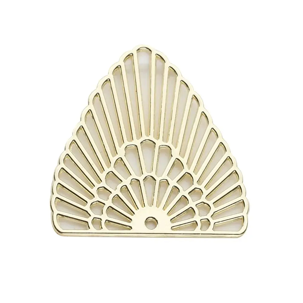 3 buah/lot baru seng logam campuran jimat Linker konektor kipas berbentuk DIY buatan tangan anting liontin berongga daun DIY perhiasan anting membuat