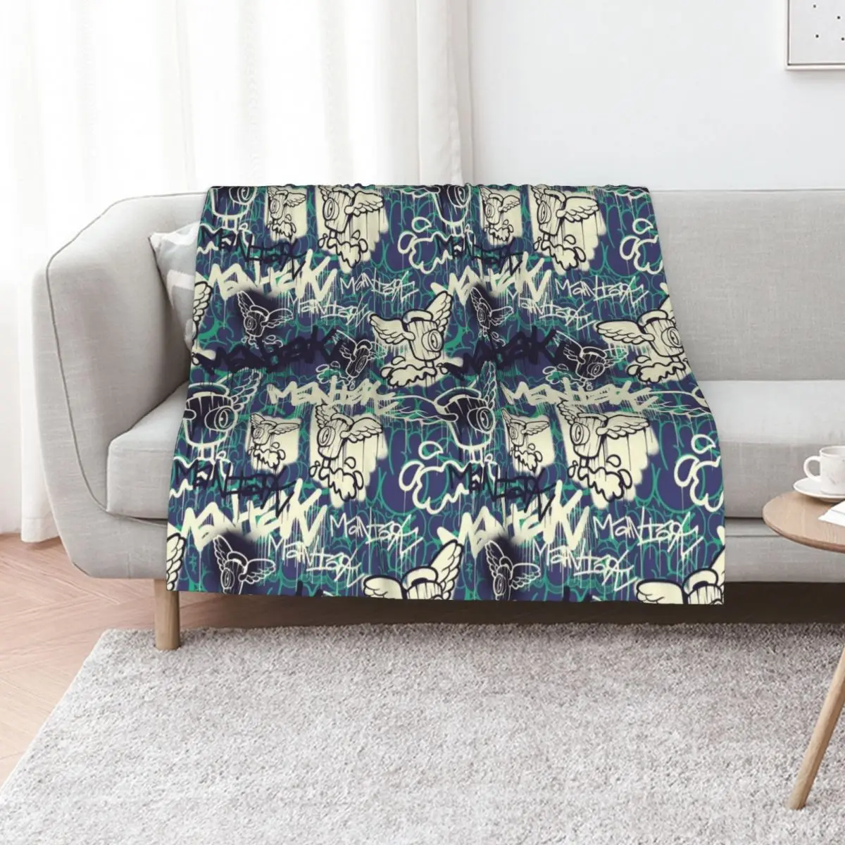 Maniak Spray Cap Angel Patterned Print Throw Blanket Summer Fashion Sofas Custom Soft Big funny gift Blankets