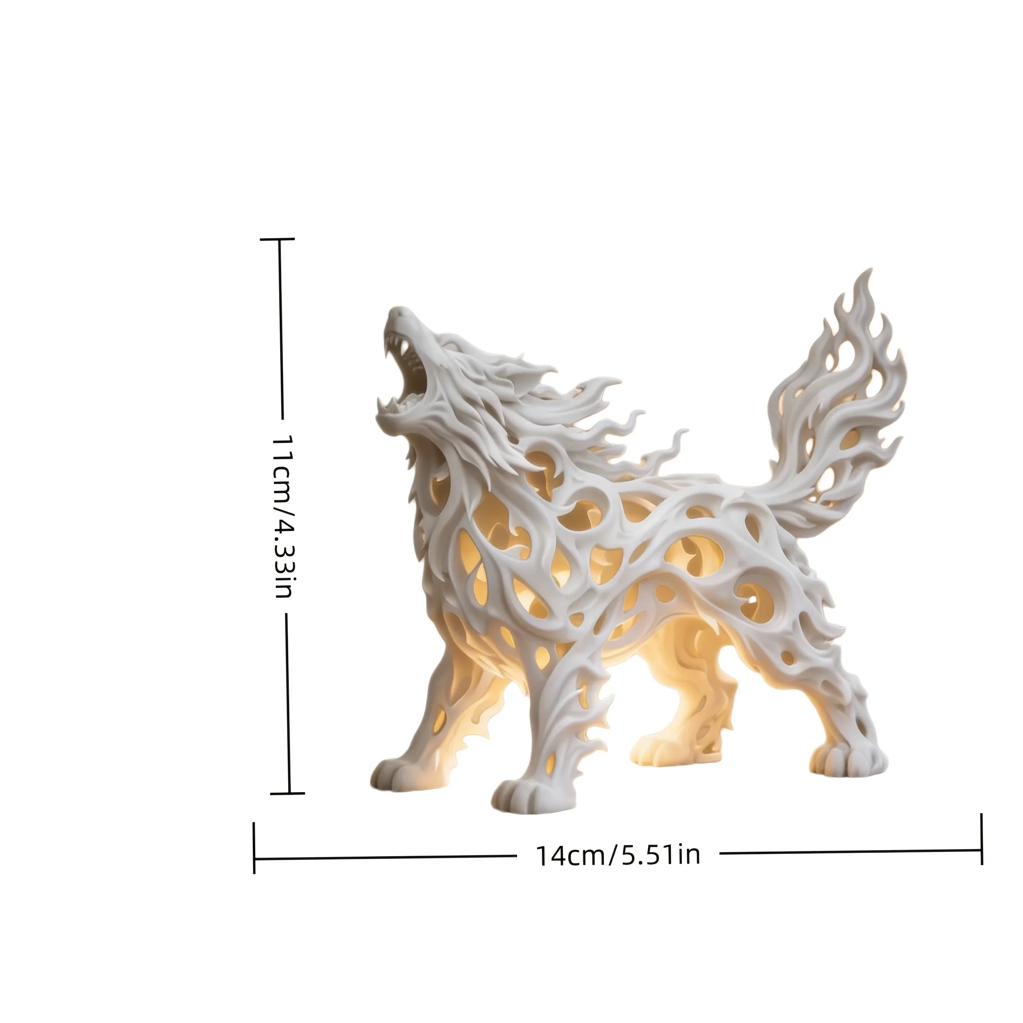 Roaring Wolf Statue Halloween Decoration Statue Aquarium Fish Tank Reptile Aquarium Home Desktop Collection Decoration Dual Use