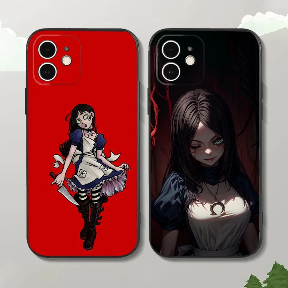 Game A-Alice Madness R-Returns Phone Case For iPhone15,14,13,12 Mini 11 Pro XR,X,XS,MAX 7,8 Plus Silicone Cover Soft Black