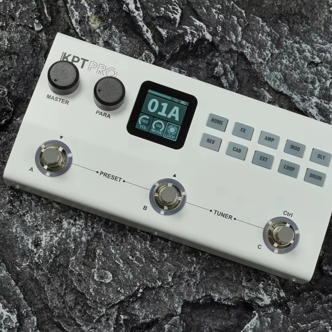 M-VAVE KPT PRO White Guitar and Bass Multi-Effects Pedal Dual-Core DSP 60 IR Bluetooth XLR Output Suitable for Live Performance