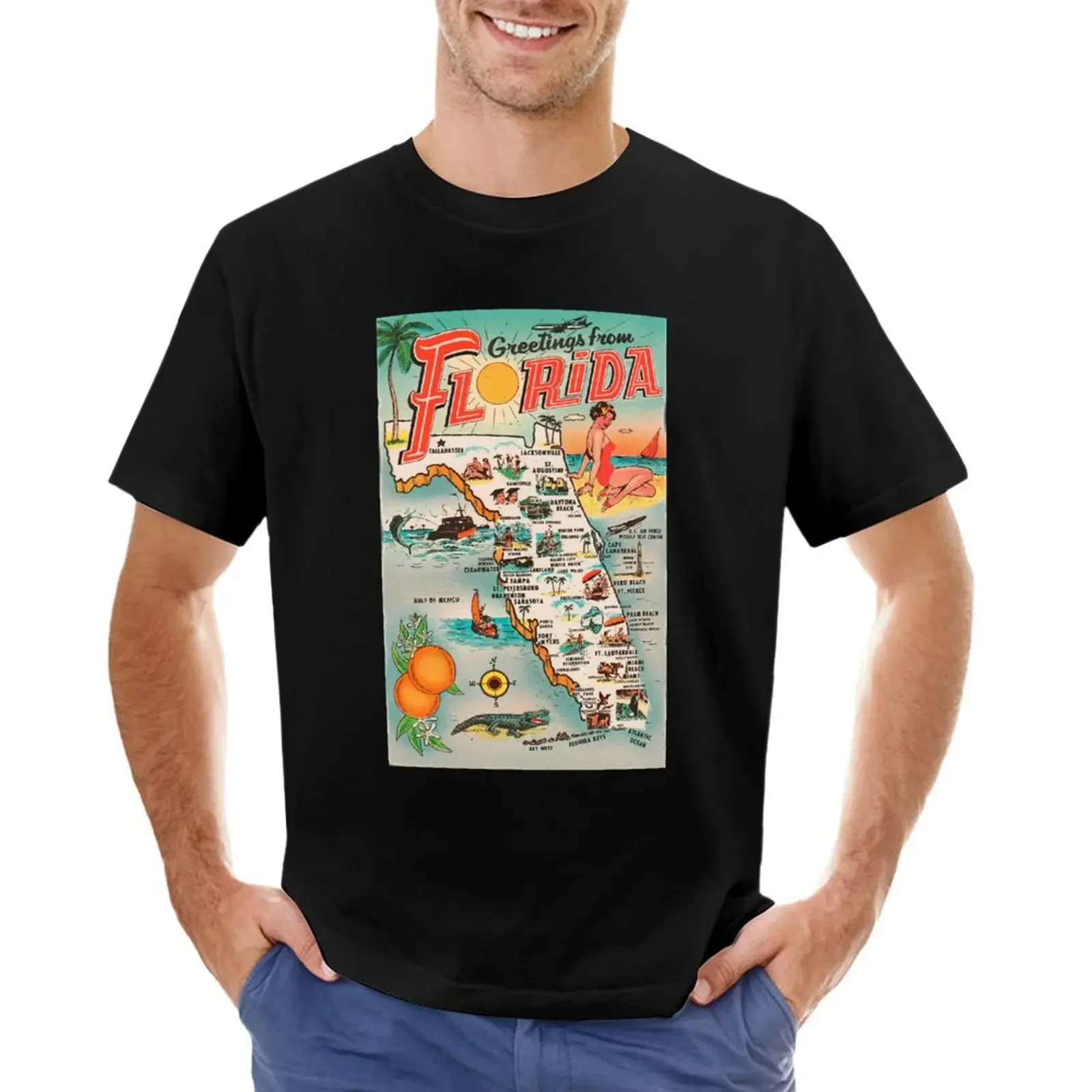 Greetings from Florida For Fans T-shirt boys whites tops Short sleeve tee Aesthetic clothing men graphic t shirts