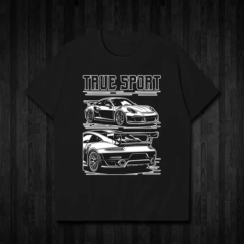 

2025 Summer Sports Car Porsche T-shirt Men's and Women's Cotton T-shirt Brand Top High Quality Short Sleeve Motorcycle T-shirt