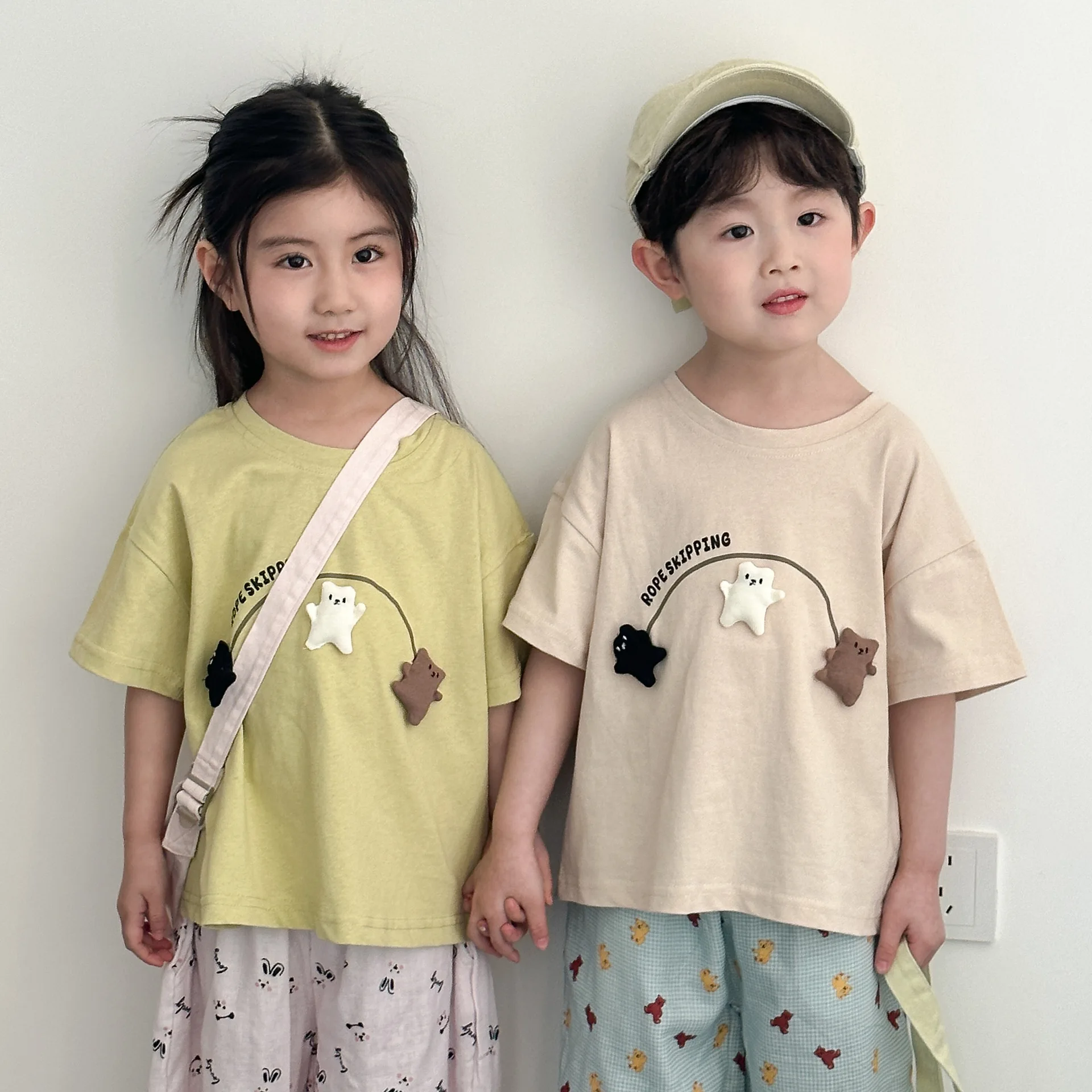 

2025 Summer New Children T Shirts Cute Cartoon Print Boys Thin Short Sleeve Tee Cotton Girls Loose Breathable Tops Kids Clothes