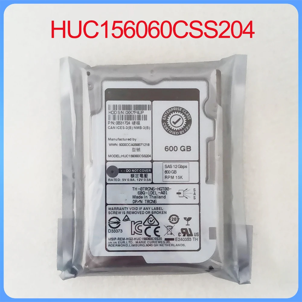 

For Dell TRCN6 600G 15K HDD SAS 12G 2.5'' HUC156060CSS204 Server Hard Disk