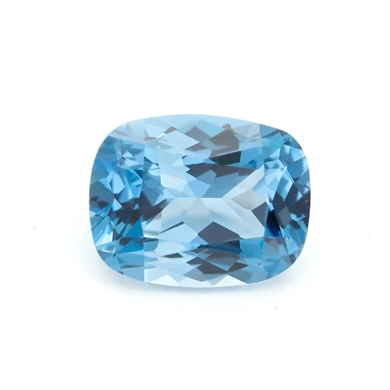 Aquamarine Color Exceptional Santa Maria Blue Spinel Flame Melted Lab Grown Aquamarine Spinel Cushion Cut With AGL Certificate