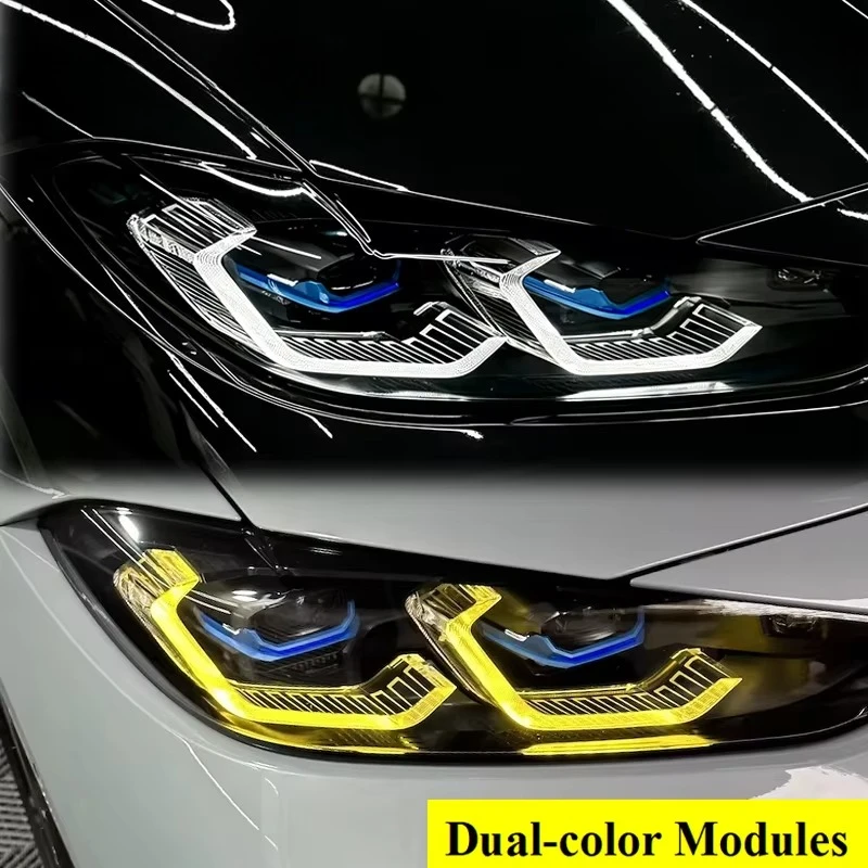 Dual color module LED headlights DRL module yellow white, suitable for BMW M3 M4 G22 G23 G80 G82 2021-2023