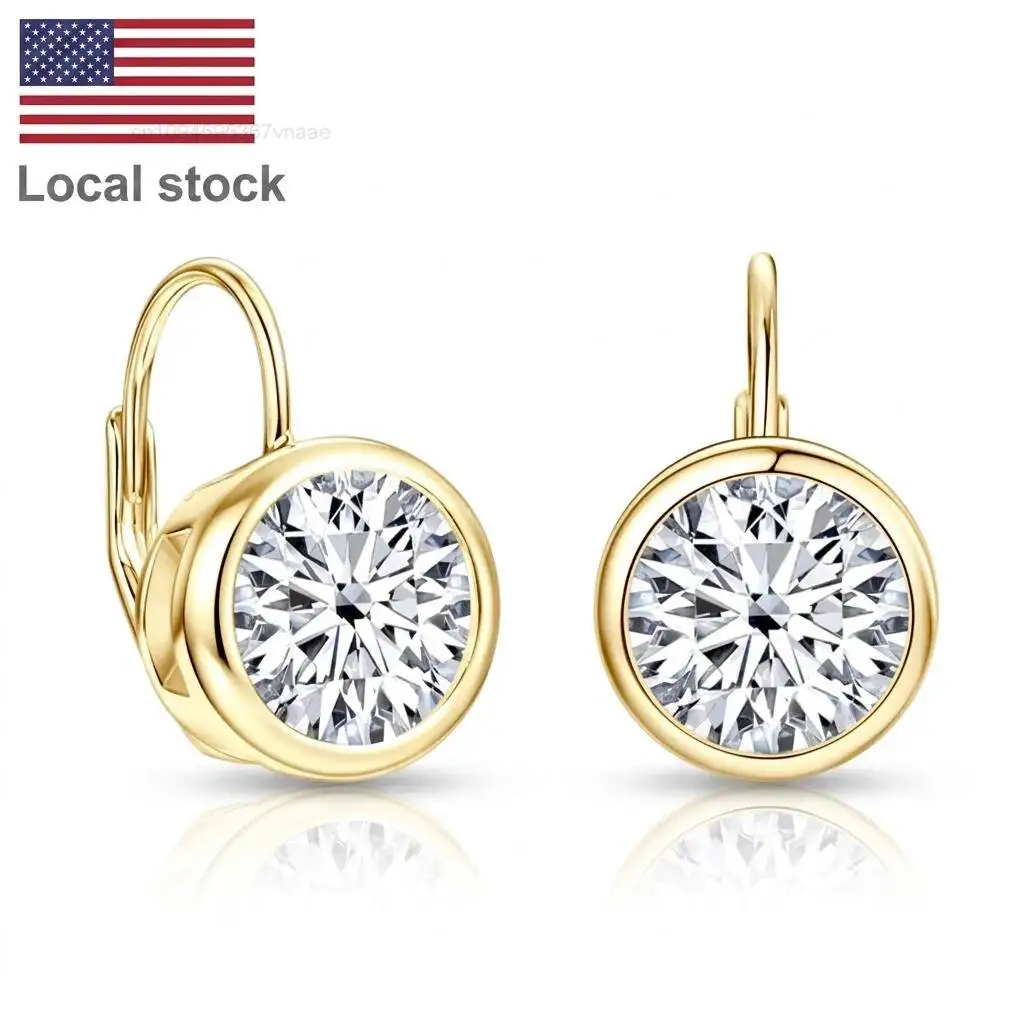 New Classic Shiny Fashion 14K Gold Filled 6.5mm 8mm 2.0ct Moissanite Clip Earrings with Round Design Moissanite Jewelry Gift