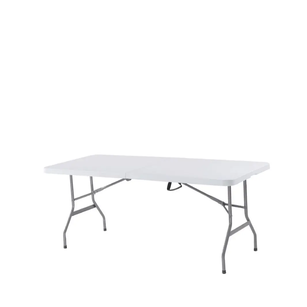 Premium Fold-in-Half Table, White Granite, 6 Foot