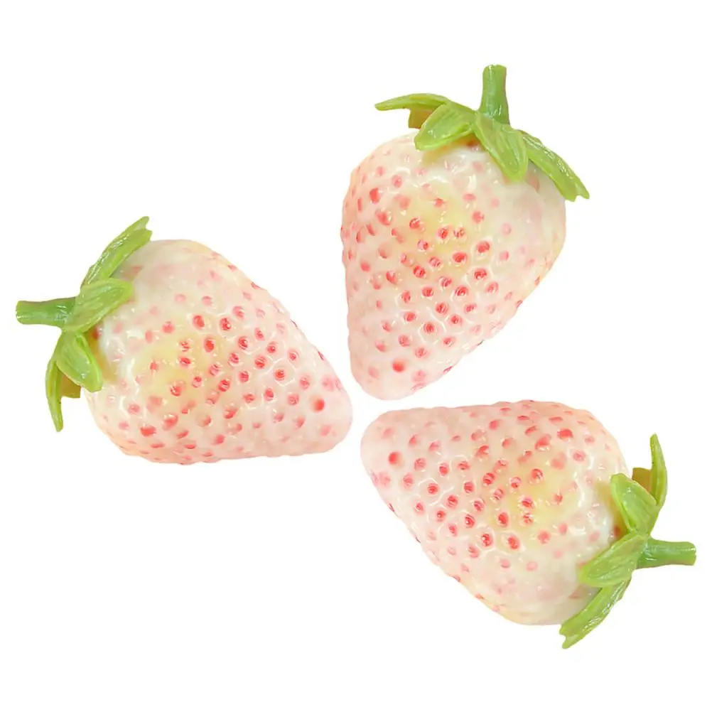 3 Pcs Simulated Strawberry Fake Fruits Model PVC Artificial Decoration Strawberries Decorations Ornament Lifelike Montessori