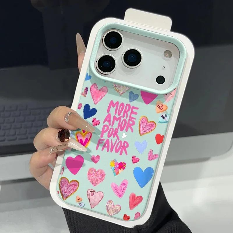 الحب القلب ليوبارد طباعة كاندي حافظة هاتف جلدية آيفون الهواء 17 16 15 14 برو ماكس 13 12 برو ماكس 11 17 برو ماكس غطاء سيليكون