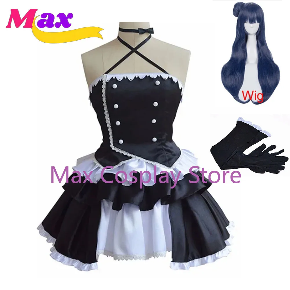 

Max Sunshine!! Aqours Yohane Tsushima Yoshiko Cosplay Costume Black Little Devil Costume Black Lolita Dress Custom LL