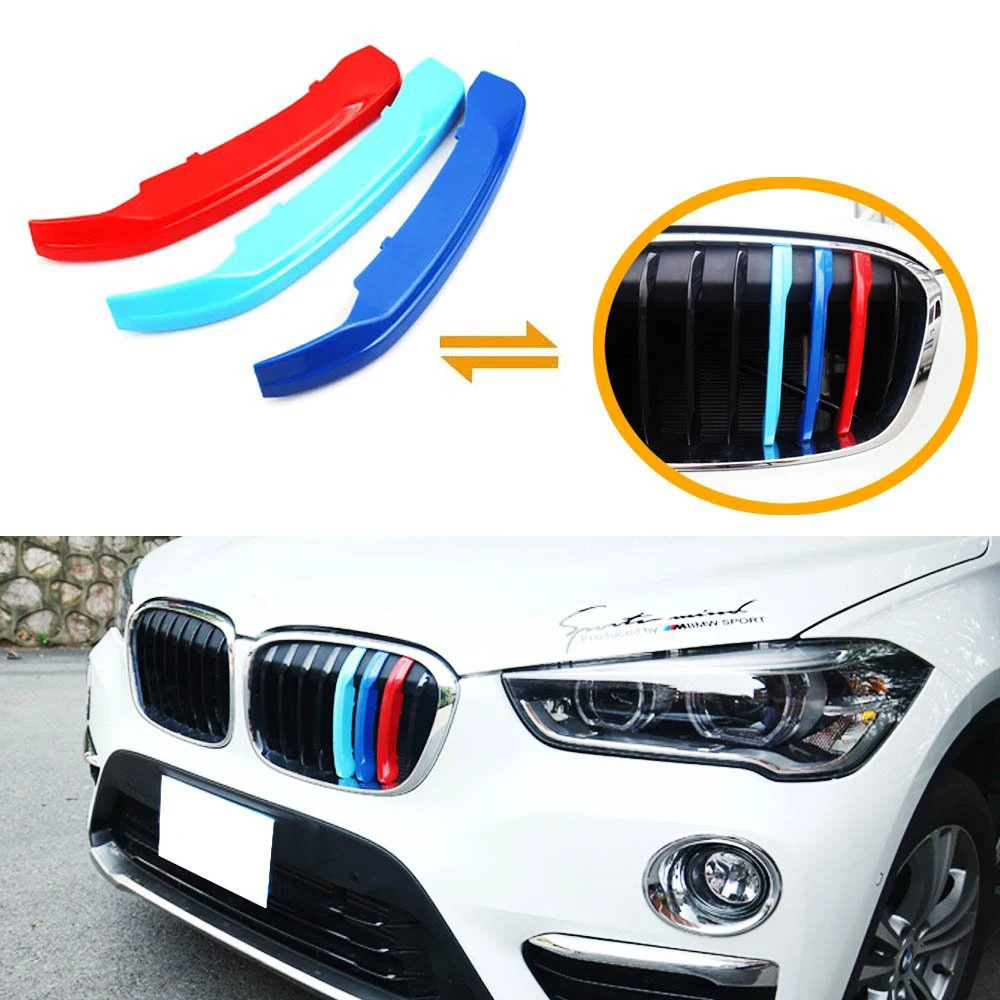 M-Colored Grill Insert Trims Grille Buckle  For BMW F48 X1 2016-up 8 Beams Sport Center Hood Kidney Grilles