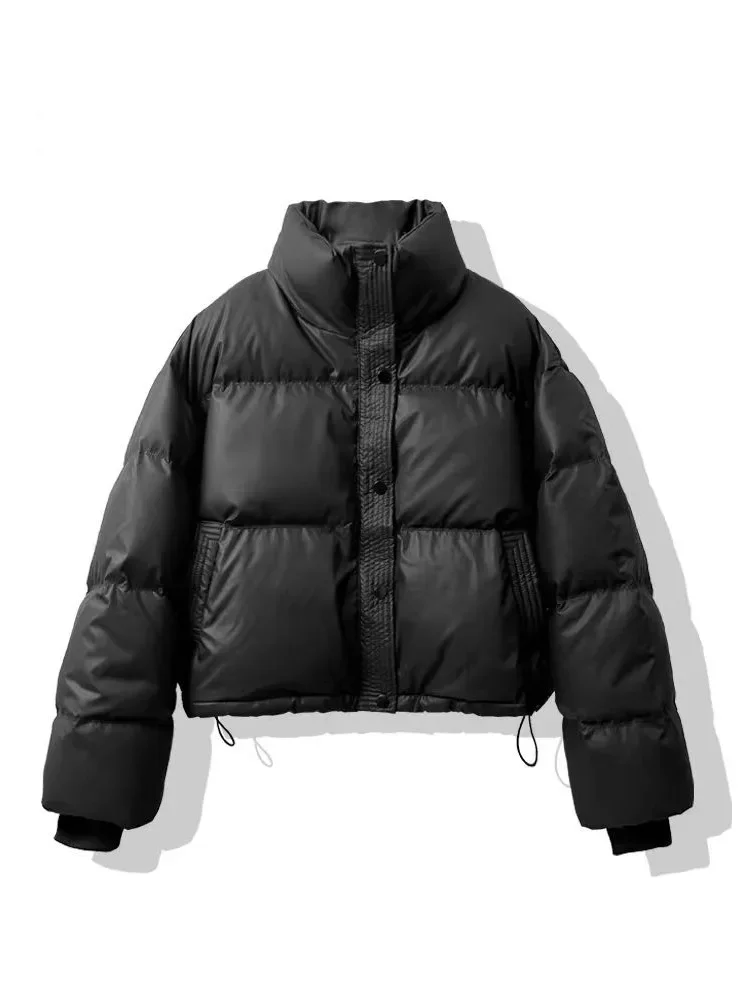 2026 Winter Warme Dicke Parkas für Damen, Neue Mode, Locker Geschnittene Kurze Jacke, Damen Baumwollgefütterter PU-Leder Eleganter Reißverschluss-Mantel, Y2K Tops – Detail 4