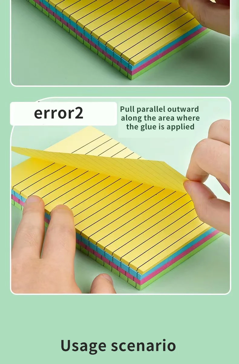 200 Blatt Line Haftnotizen, 4 Farben, tragbarer Notizmarker für Studenten, zum Schreiben von Haftnotizen, selbstklebend, einfach anzuwenden – Detail 6