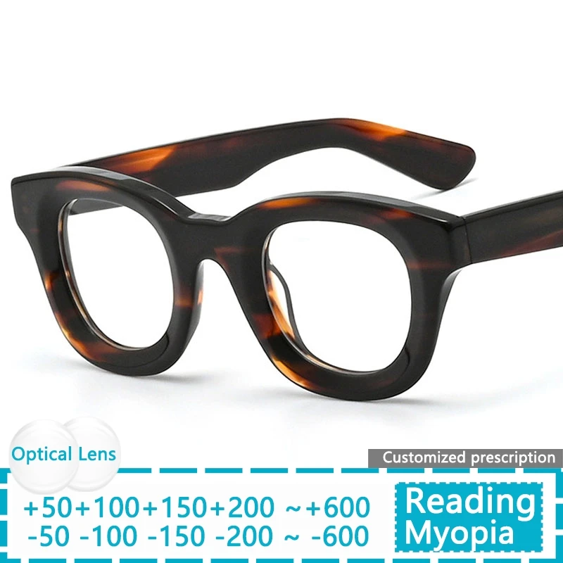 Handmade Acetate Eyeglasses Men Optical Lenses Clear Reading Glasses Customized Progressive Prescription Sheet