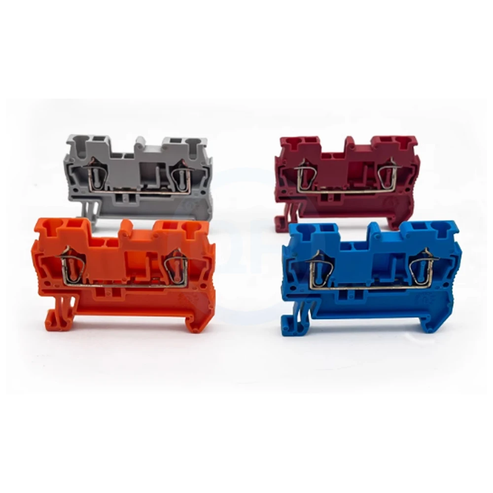 (10 Pcs) ST2.5 Spring-loaded Terminal Block Rail-mounted Pure Copper Flame-retardant Quick-connect UK Screwless Terminal ST-2.5