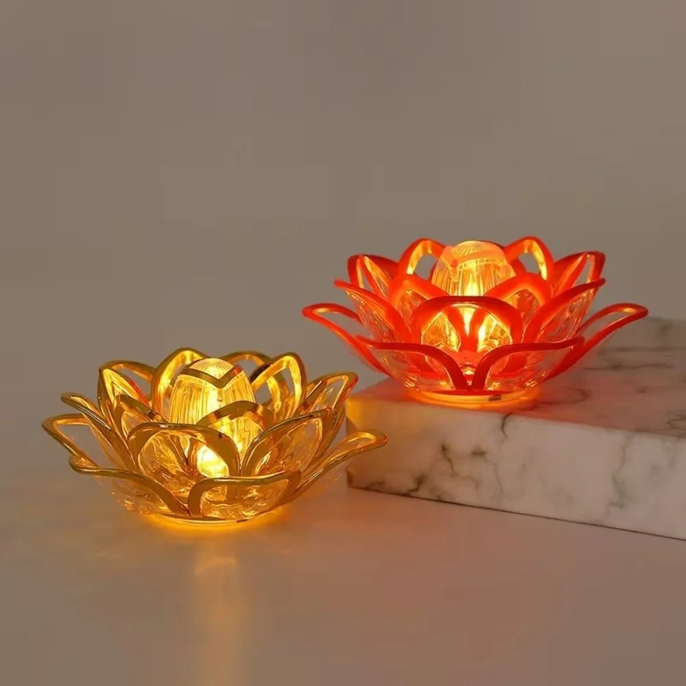 Warm Light Source LED Lotus Lamp Battery Operated Atmosphere Lighting Electronic Candle Light Plastic Night Light