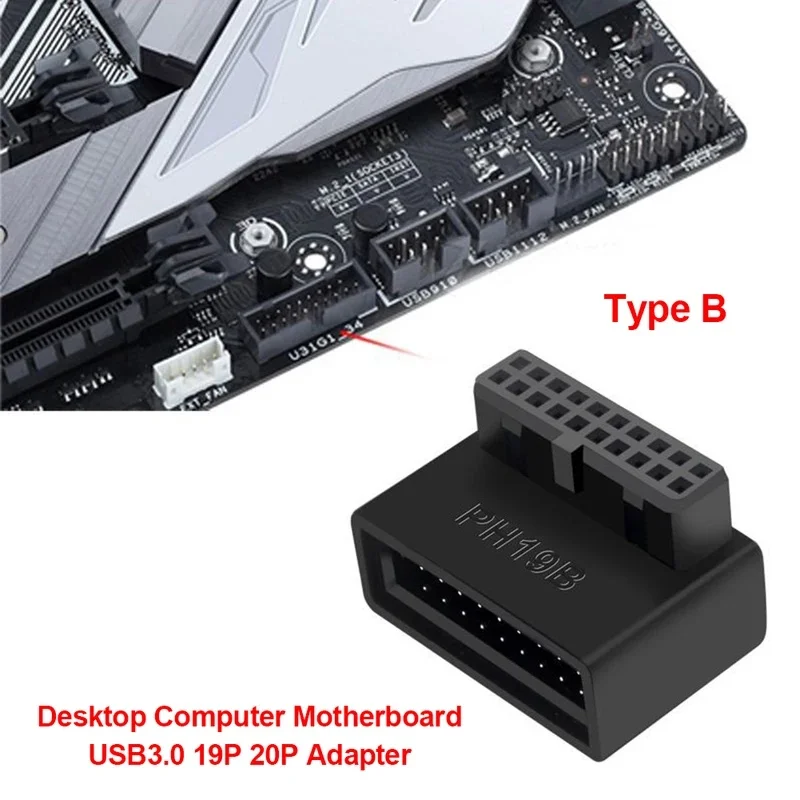 1-6Pcs USB 3.0 19Pin Male To Female 90 Degree Right Angle Converter Connector Data Extension Adapter For Desktop PC Motherboard