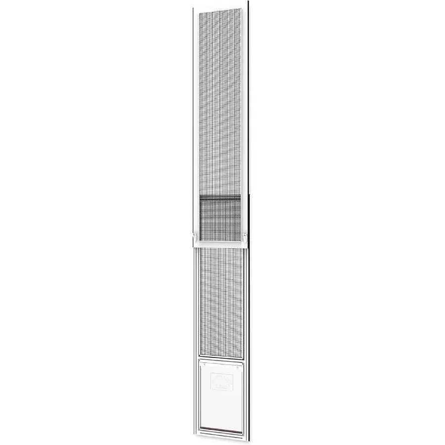 Panel de inserción de pantalla de puerta para mascotas V2, para puertas correderas, compatible con riel de puerta Min Ht 59,05 a Max Ht 84,25, bloqueo de malla resistente a los rayos UV