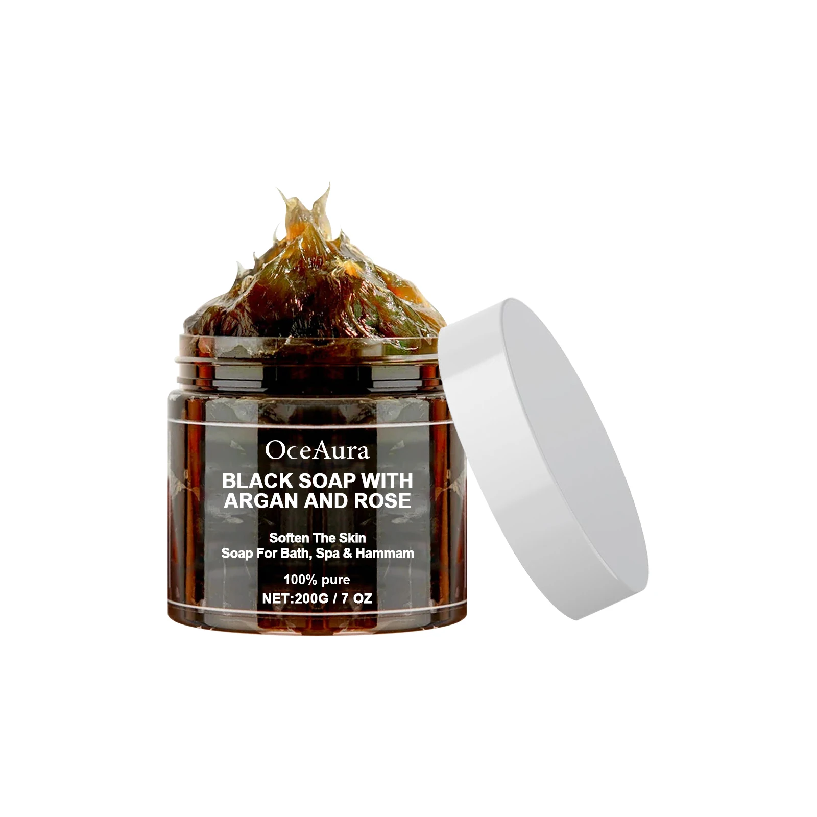 OCEAURA 200 جرام صابون أسود مع الأرغان والورد يفتقر صابون بليدي مثالي لإزالة الجلد الميت وفرك الجسم وتنقية التنظيف العميق #5